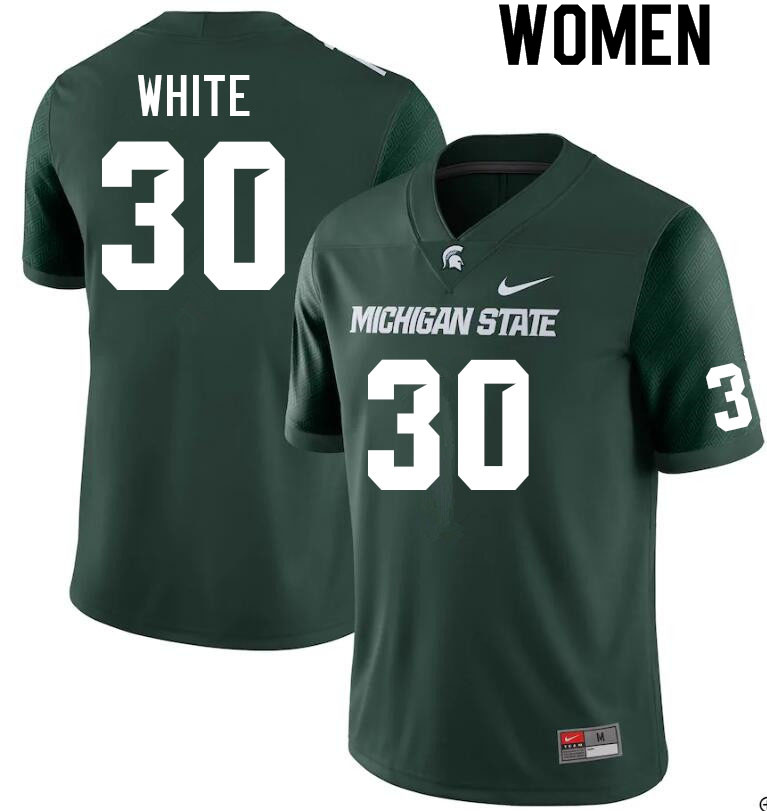 Women #30 Justin White Michigan State Spartans College Football Jerseys Sale-Green